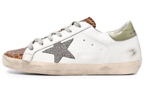 Golden Goose Super Star Skateboard Shoes Women's Low Top White Brown
