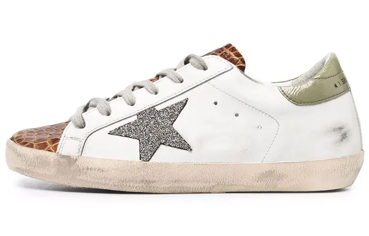 Golden Goose Super Star Skateboard Shoes Women's Low Top White Brown