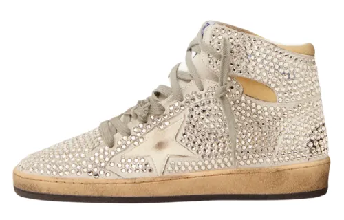 Golden Goose Sky Star Leather High top Stylish Skateboarding Shoes Women's White Distressed