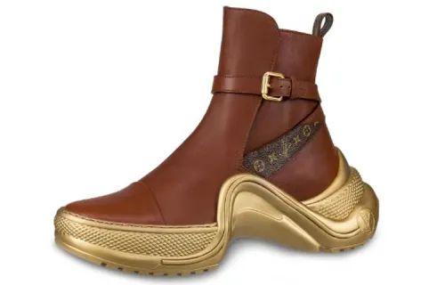 LOUIS VUITTON Archlight Top Grain Cow Leather Ankle Boots Women's Amber Brown