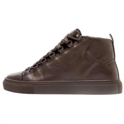 Balenciaga Arena Leather Mid top Skateboard Shoes Men's Dull Umber