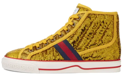 GUCCI Women's Tennis 1977 High 'Sequin Gold' Women's