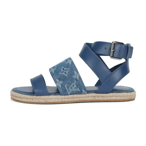LOUIS VUITTON Resort Leather One Strap Sandals Women's Blue
