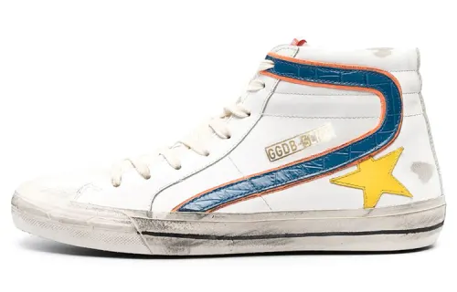 Golden Goose Slide Mid top Skateboard Shoes Men's White
