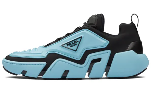 PRADA Techno Stretch Fabric Sports Low top Casual Shoes Men's Black Blue
