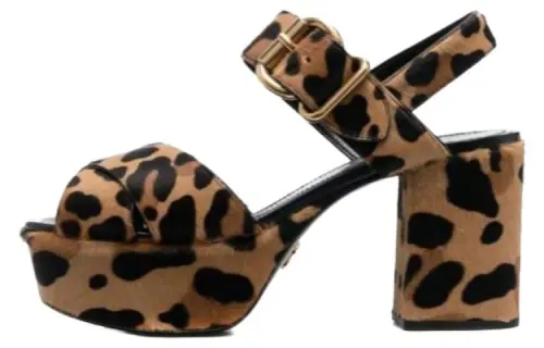 PRADA Leather One Strap Sandals Women's Brown