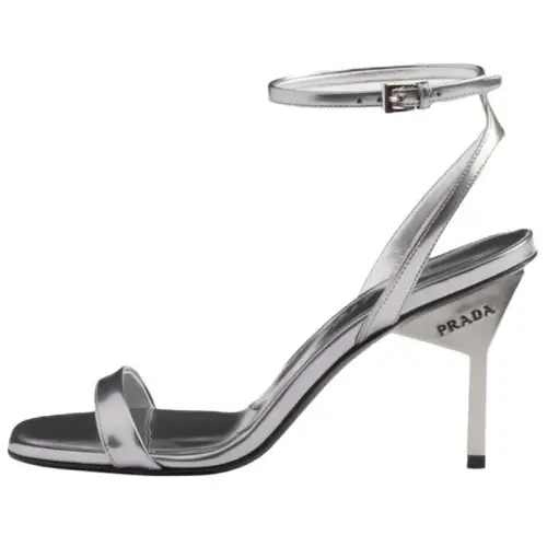 PRADA Leather One Strap Sandals 8.5cm Women's Silver