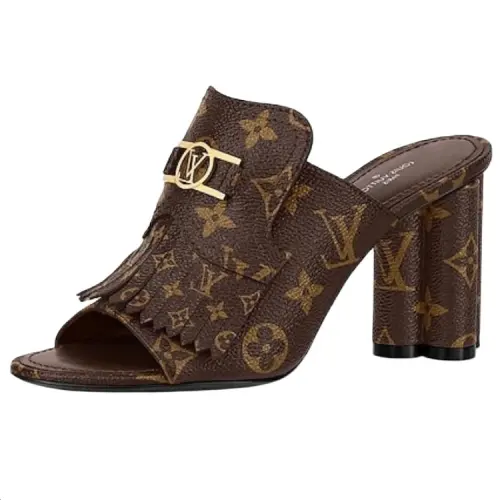LOUIS VUITTON Rubber Slide Slippers Women's Brown