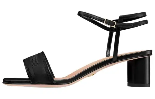 DIOR Dway Lambskin Open Toe Buckle High Heel 5CM Women's Black