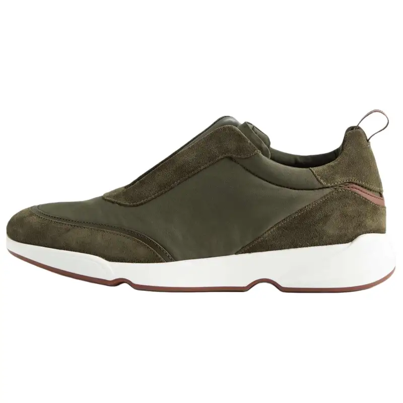 Loro Piana Modular Walk Cow Leather Low top Casual Shoes Men's Army Green