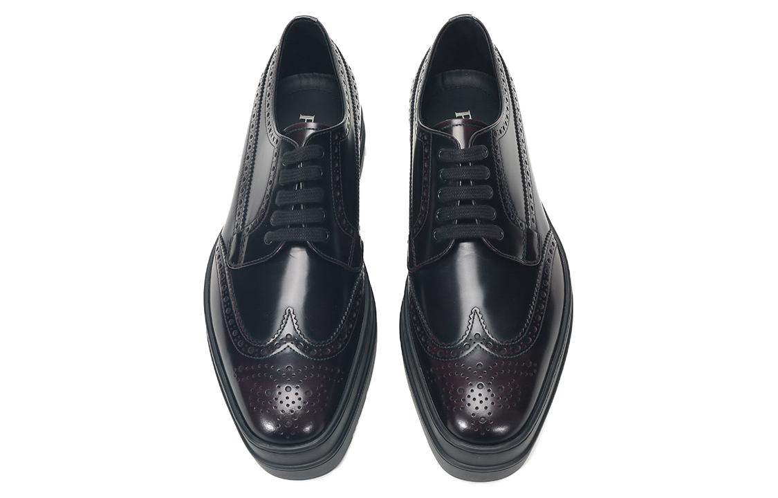 PRADA Casual Leather Shoes Men's Low Top Black/Umber