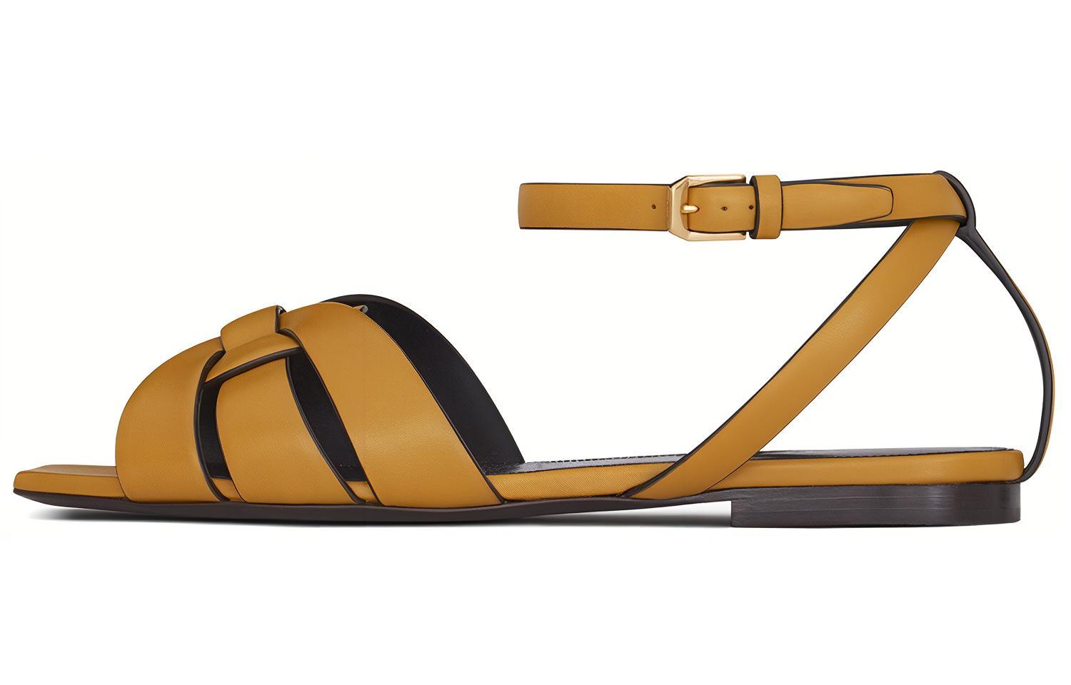 SAINT LAURENT Tribute One Strap Sandals Women's Brown