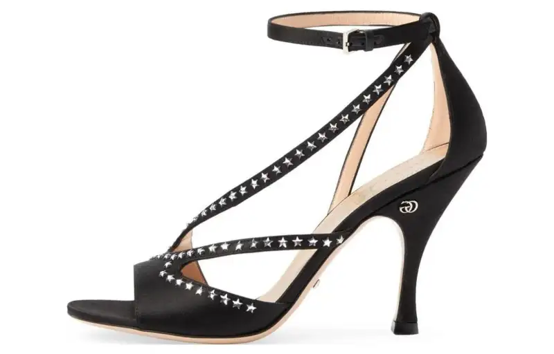 GUCCI Star embellished Gg 95mm Sandals Black Women's