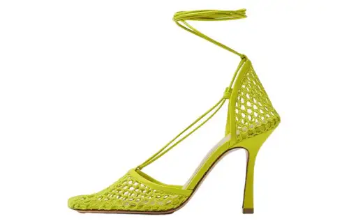 Bottega Veneta Stretch Leather Slim Heel Stylish Sandal Women's Light Green