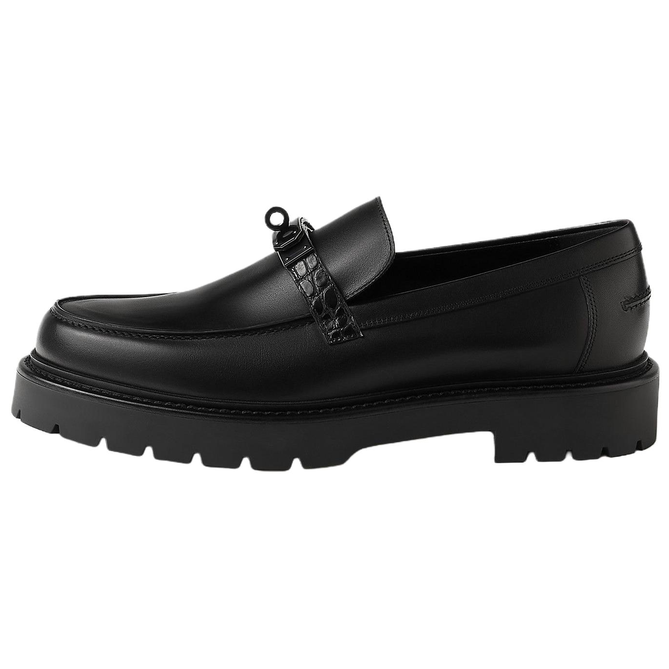 HERMES Icone Calfskin Casual Shoes 3cm Men's Black