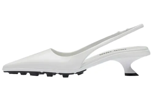 MIU MIU Buckle Irregular Heel High Heels 5.5cm Women's White