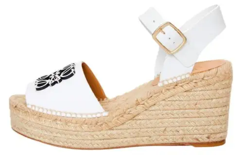 LOEWE Anagram Fabric One Strap Sandals 9.5cm Women's White
