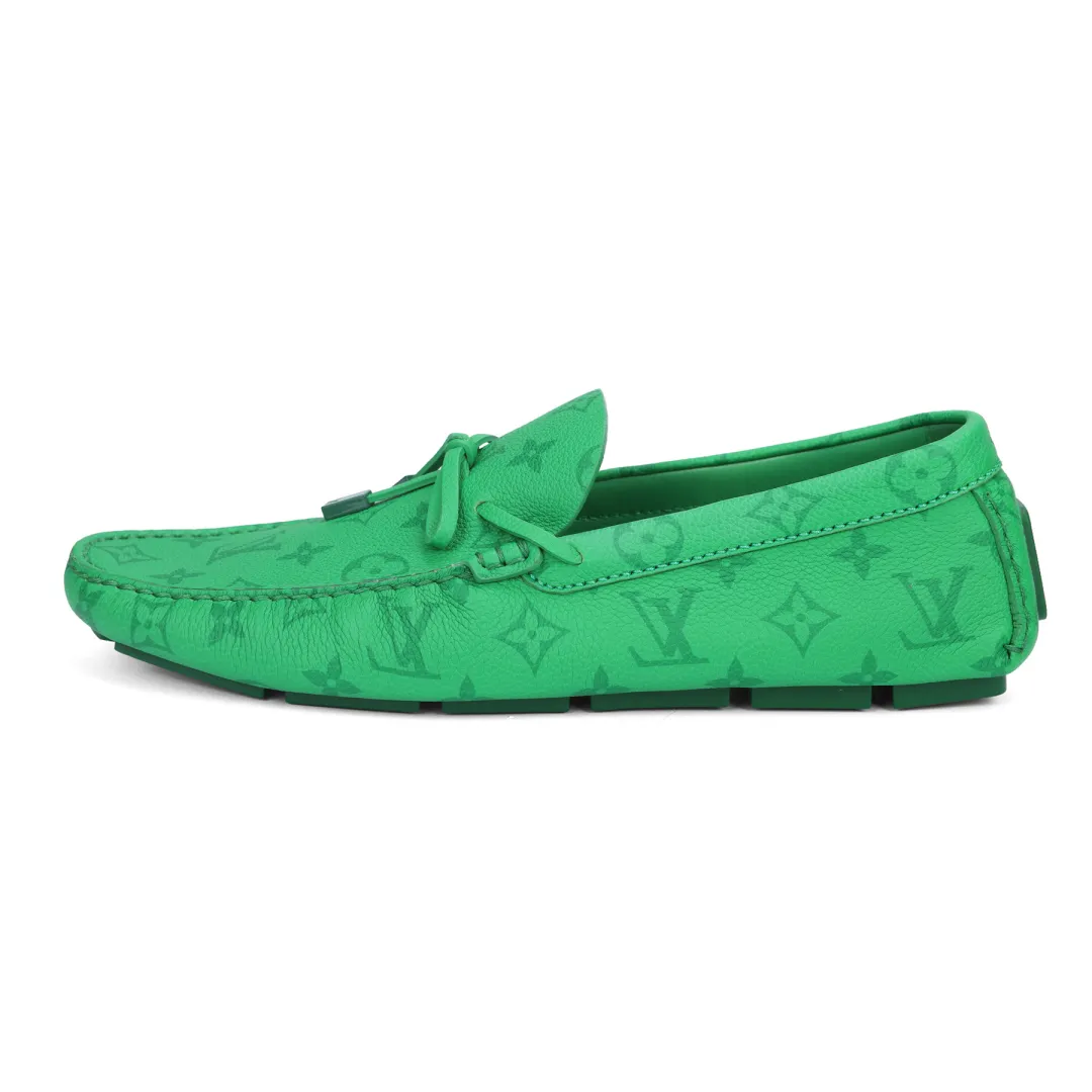LOUIS VUITTON Driver Leather Casual Shoes Men's Green