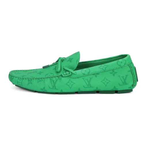 LOUIS VUITTON Driver Leather Casual Shoes Men's Green