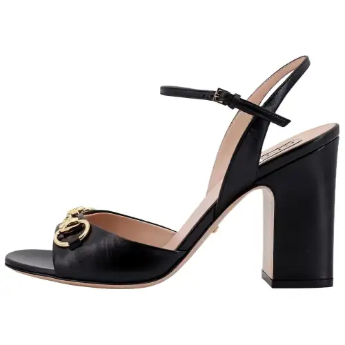 GUCCI Horsebit One Strap Sandals Women's Black