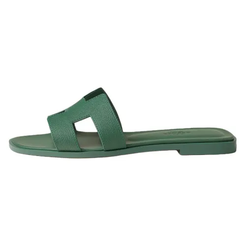 HERMES Oran Slide Slippers Women's Green