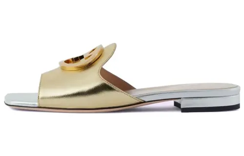 GUCCI Leather Stylish Sandal Women's Gold