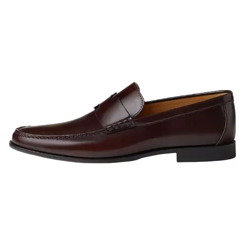 HERMES Duke Loafers Men's Red Brown
