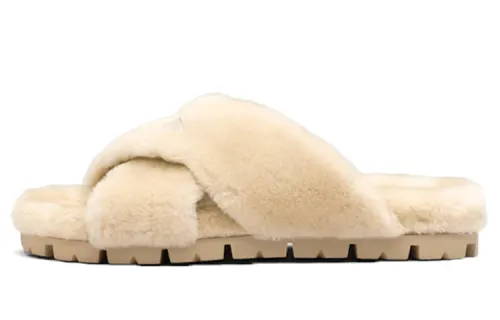 PRADA Shearling Flat Sandals