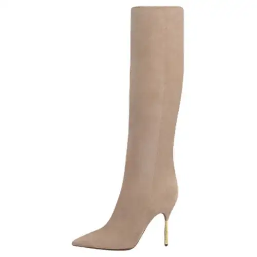 LOUIS VUITTON Cow Leather Calfskin Knee high Boots Women's Umber