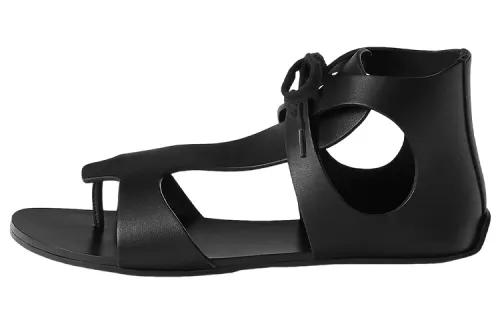 HERMES Galates One Strap Sandals Women's Black