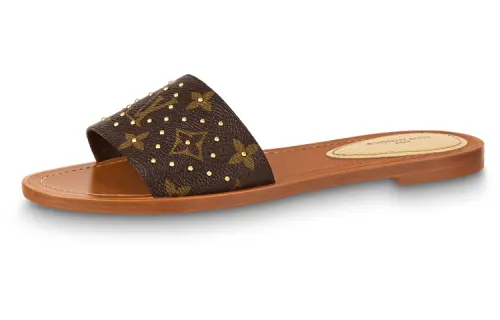 LOUIS VUITTON Drapy Mule Slide Slippers Women's Brown