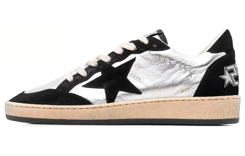 Golden Goose Ball Star Low top Skateboard Shoes Women's Black White Distressed