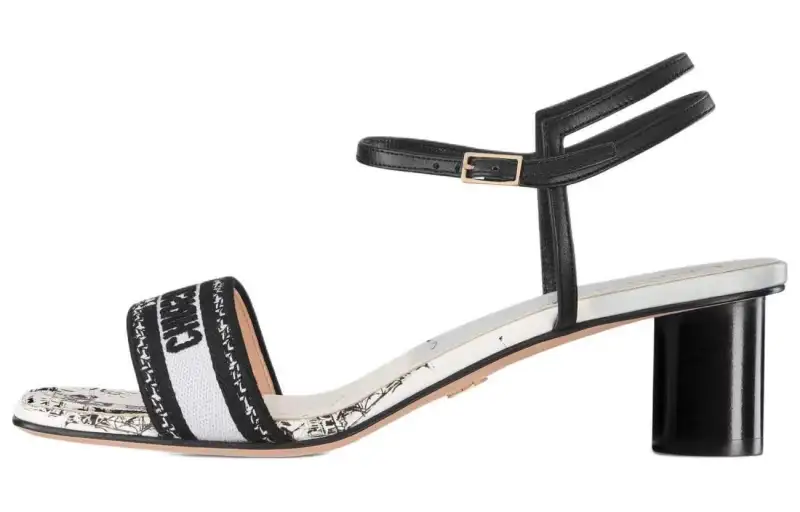 DIOR Dway One Strap Sandals 5CM Women's Black White
