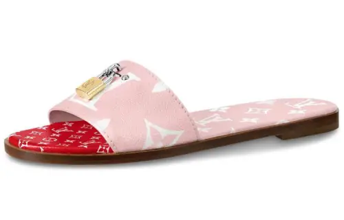 LOUIS VUITTON Lock It Monogram Canvas Stylish Sandal Women's Pink
