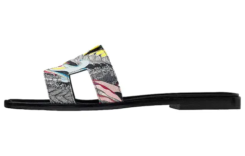HERMES Oran Slide Slippers Women's Black