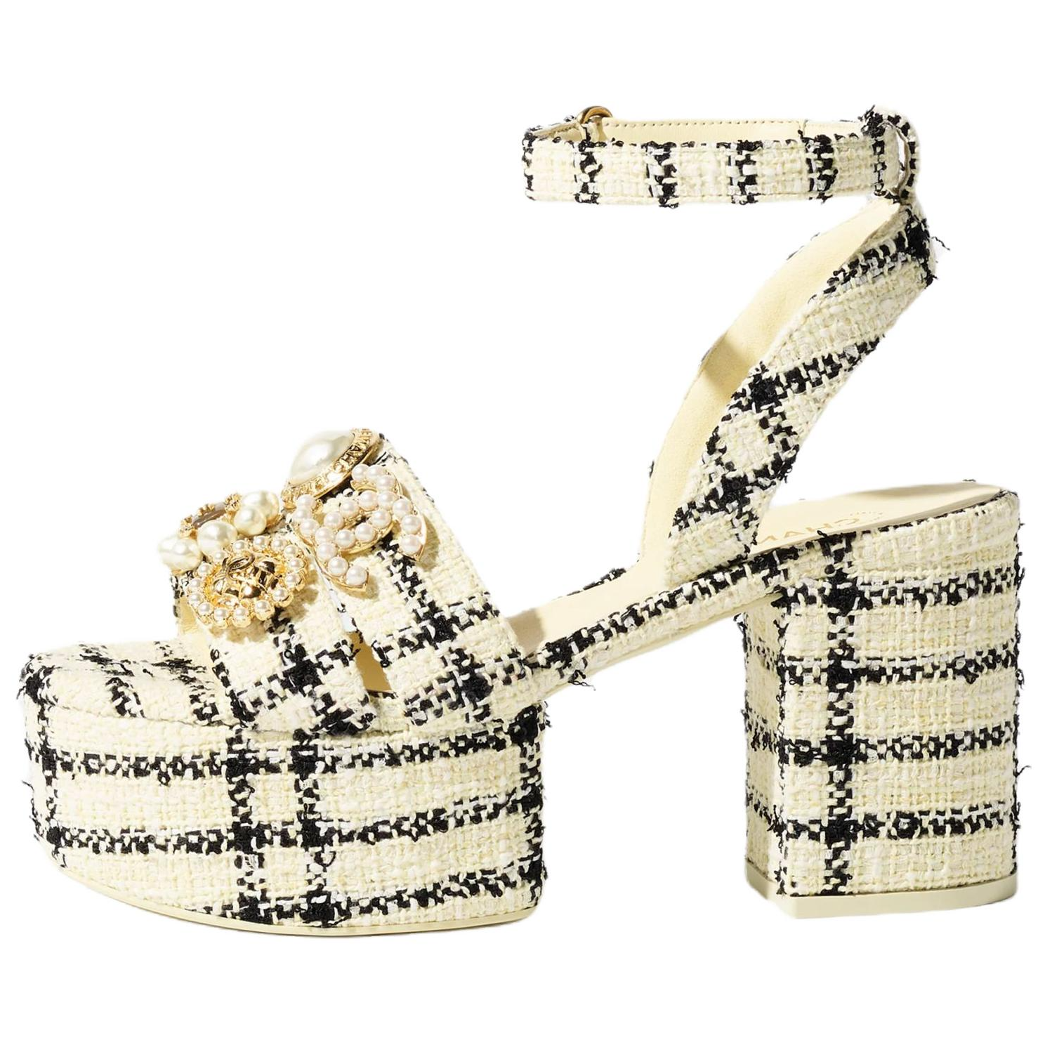 CHANEL 25S One Strap Sandals 9cm Women's Yellow