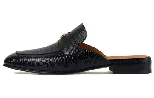 GUCCI Leather Closed Toe Slippers Men's Black