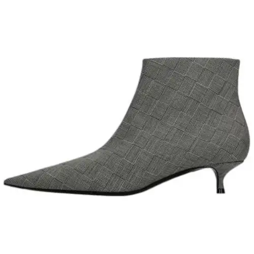 Balenciaga Wool Checked Knife Pointy Toe Boots 'Grey' Women's