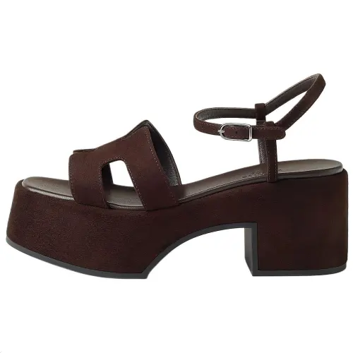 HERMES Jam One Strap Sandals 7.5cm Women's Brown
