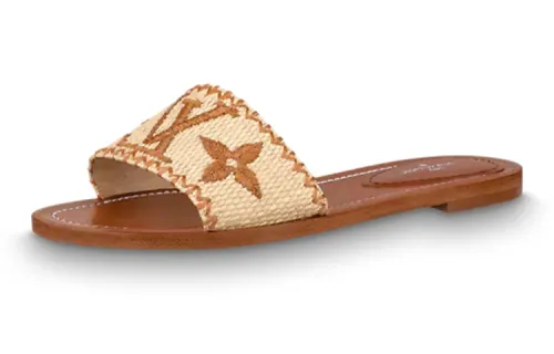 LOUIS VUITTON Lock It Slide Slippers Women's Brown