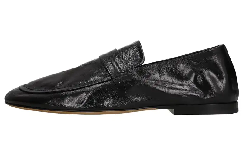 Bottega Veneta Leather Flat Casual Shoes Men's Black