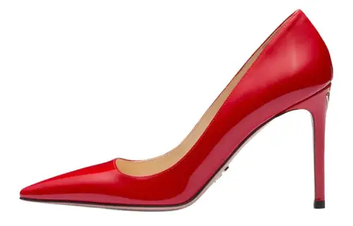 PRADA Patent Leather Slim Heel High Heels 9.5cm Women's Red