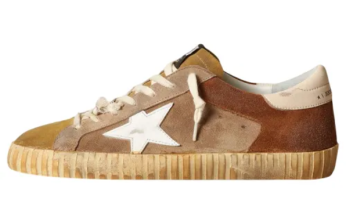 Golden Goose Super Star Leather Stylish Skateboarding Shoes Men's Tobacco Brown