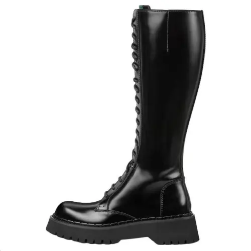 GUCCI Leather Knee high Boots 5CM Women's Black