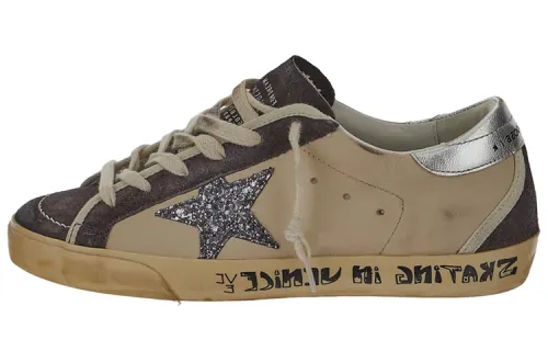 Golden Goose Super Star Leather Low top Stylish Skateboarding Shoes Women's Light Umber Distressed