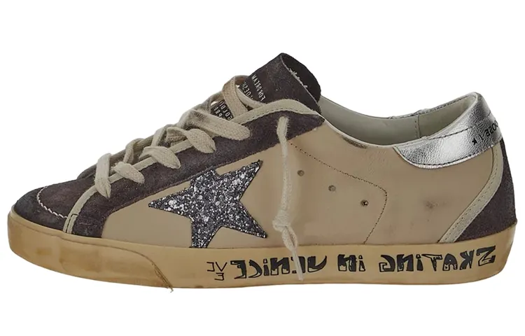 Golden Goose Super Star Leather Low top Stylish Skateboarding Shoes Women's Light Umber Distressed