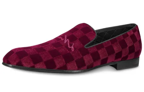 LOUIS VUITTON Auteuil Damier Men's Casual Shoes Men's Burgundy