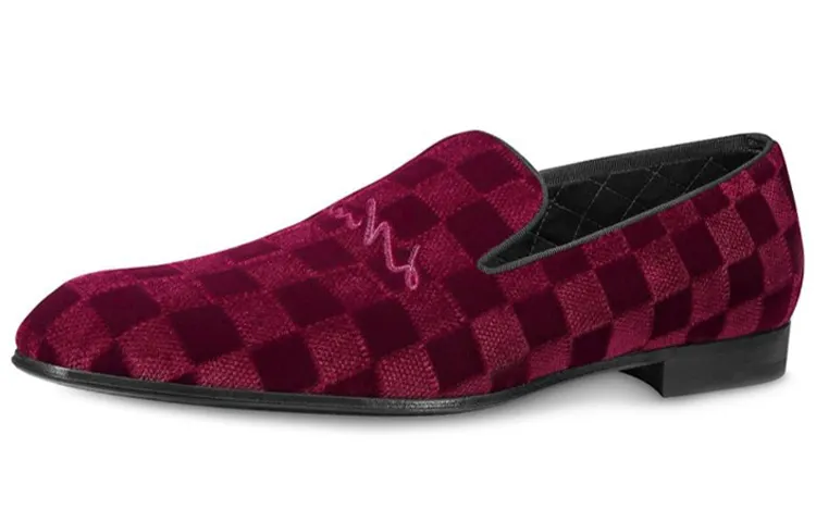 LOUIS VUITTON Auteuil Damier Men's Casual Shoes Men's Burgundy