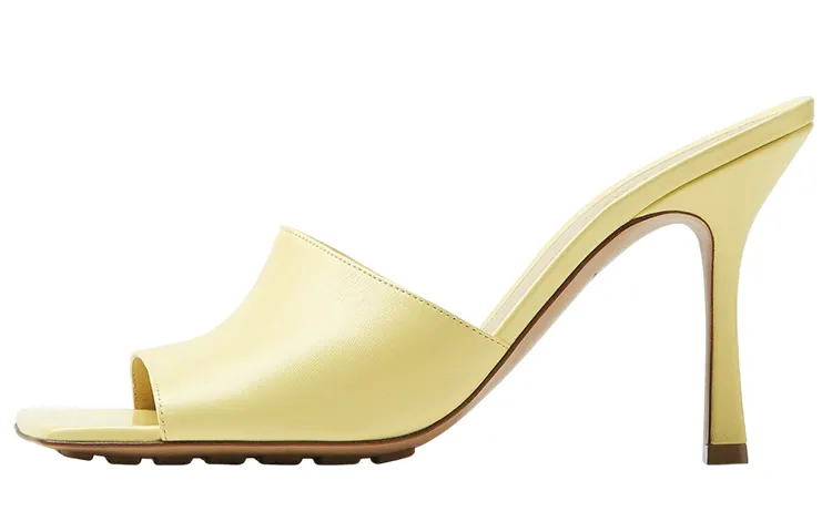 Bottega Veneta Stretch Leather Patchwork Slide Slippers Women's Lemon