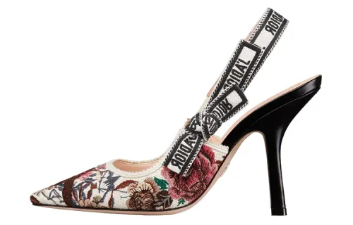 DIOR J'Adior Cotton Fabric Slim Heel High Heels Women's White Black Pink
